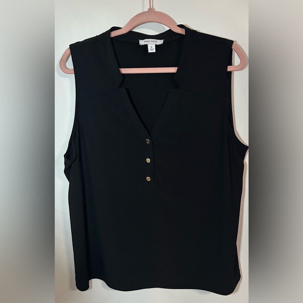 Nine West Black Sleeveless Black Blouse
